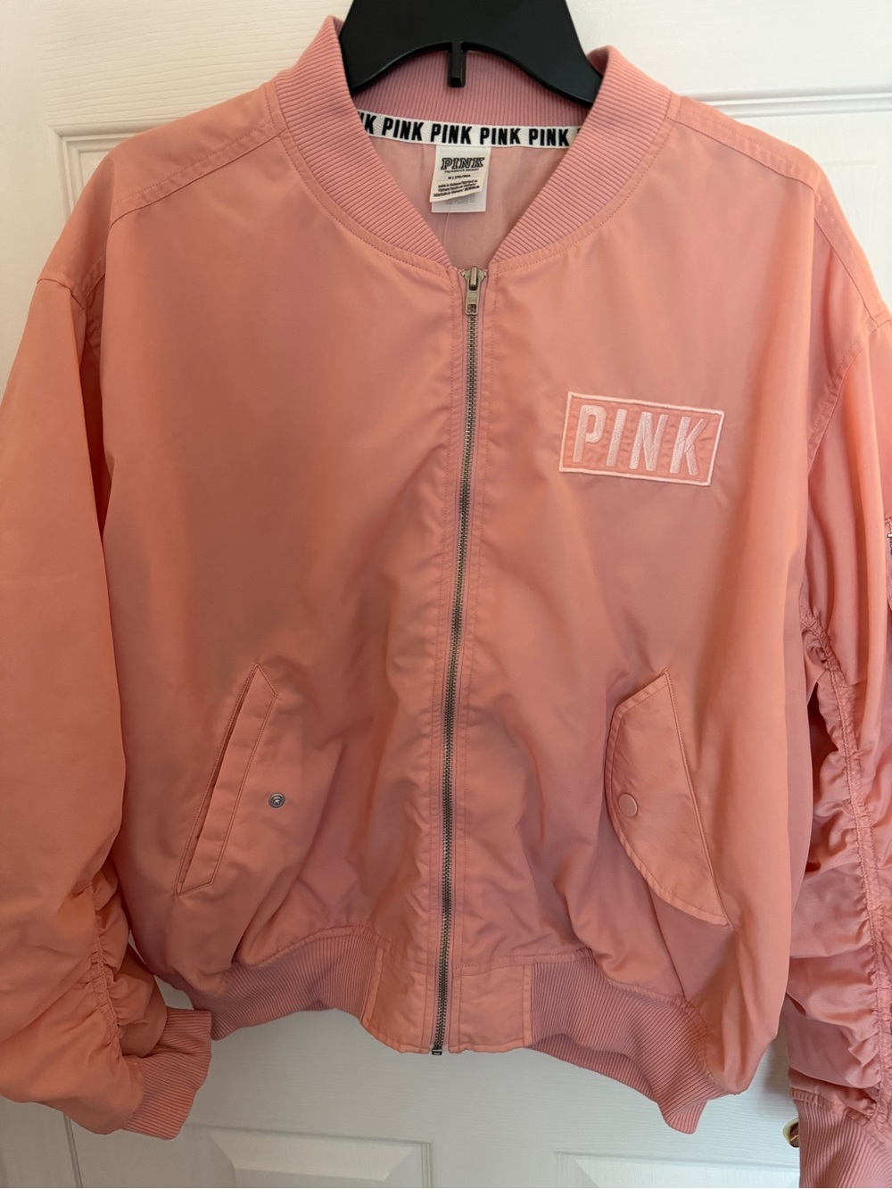 Victoria’s Secret | PINK | Pink Bomber Jacket Logo Embroidered Full Zip Size M